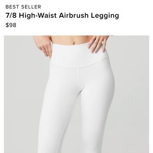 Alo 7/8 airbrush highwasted leggings in white. Size small. Only worn twice.